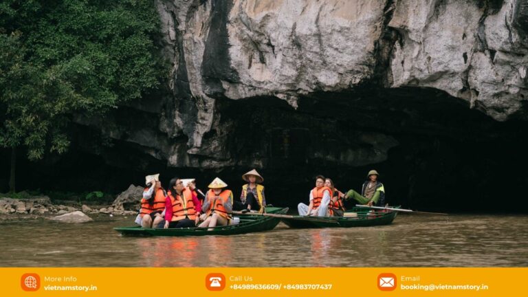 Boat route through the caves on the Ngo Dong River at Tam Coc