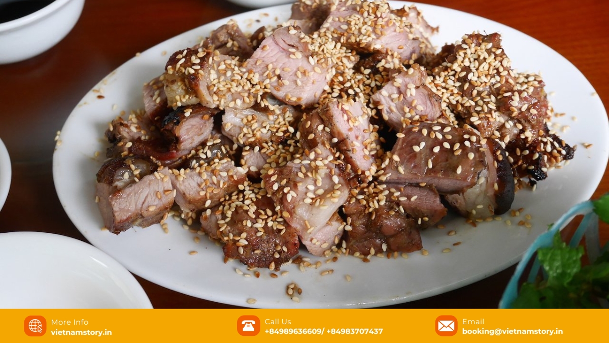 Grilled goat meat is a flavorful dish where goat meat is marinated with a blend of local spices before being grilled to perfection. Grilled goat meat is a flavorful dish where goat meat is marinated with a blend of local spices before being grilled to perfection.
