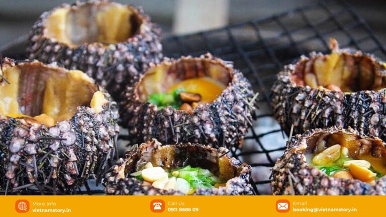 Grilled sea urchin served at the former Phu Quoc night market