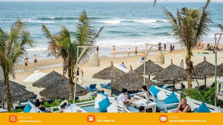 An Bang Beach seating and restaurants near the shoreline