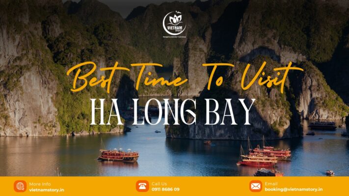 Halong Bay’s stunning limestone karsts and emerald waters shine under its tropical climate, offering beauty in every season.