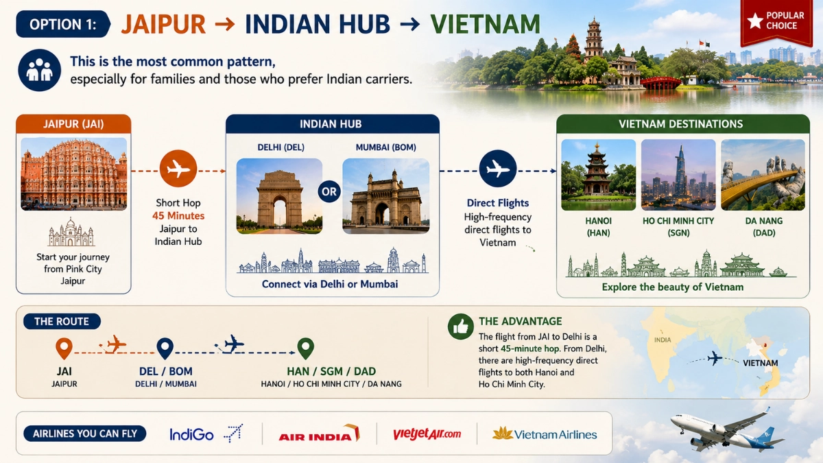 Flights & How To Reach Vietnam From Jaipur 2 jaipur to vietnam transit delhi or mumbai