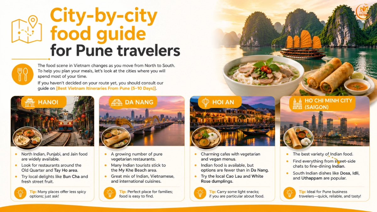 Indian Food, Vegetarian Options, And Comfort Tips In Vietnam (For Pune Travellers) 3 city by city food guide for pune travellers