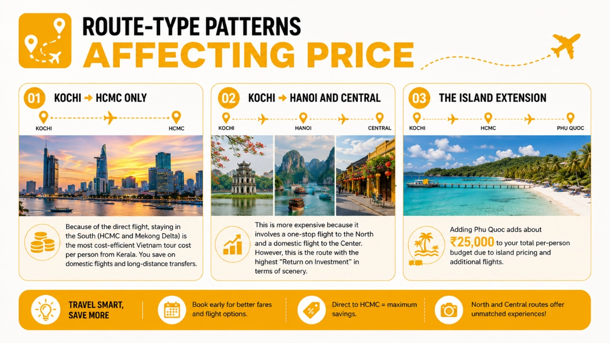 Vietnam Tour Cost From Kerala: The INR Budget Guide 4 route type affecting price from kerala