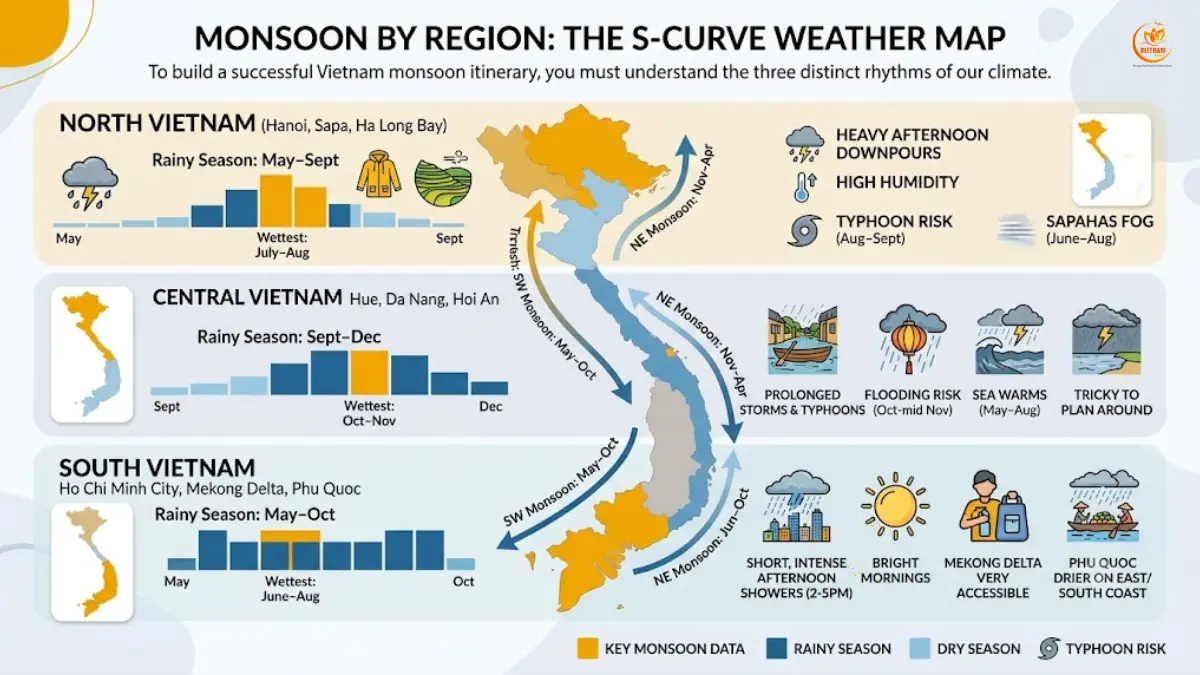 Vietnam Itinerary During Monsoon: Routes That Still Work 2 vietnam monsoon by regions