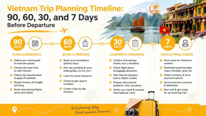 Vietnam Trip Planning Timeline: 90, 60, 30, and 7 Days Before Departure