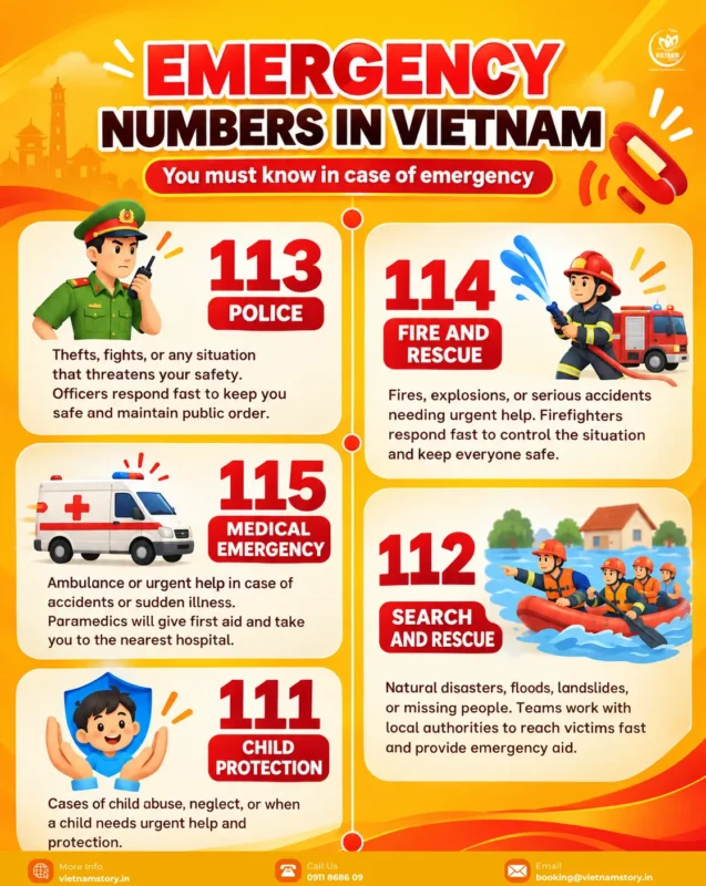 vietnam emergencty numbers for indian travellers